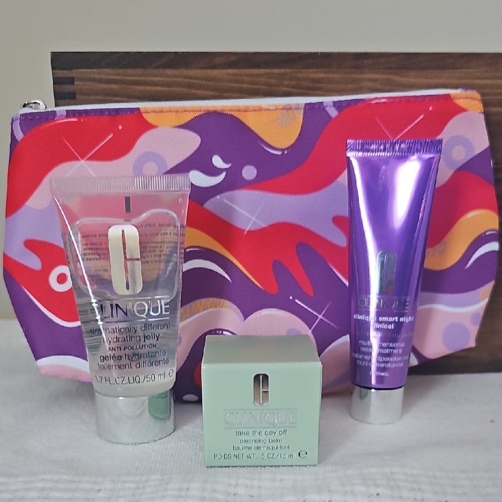 Clinique Skincare Set with Colorful Pouch
